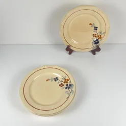 Speiseteller mit Blumenmotiv aus Sarreguemines, 1920er-1940er Jahre, 5er-Set
