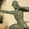 Spelter & Marmorskulptur von Jean De Roncourt, 1930