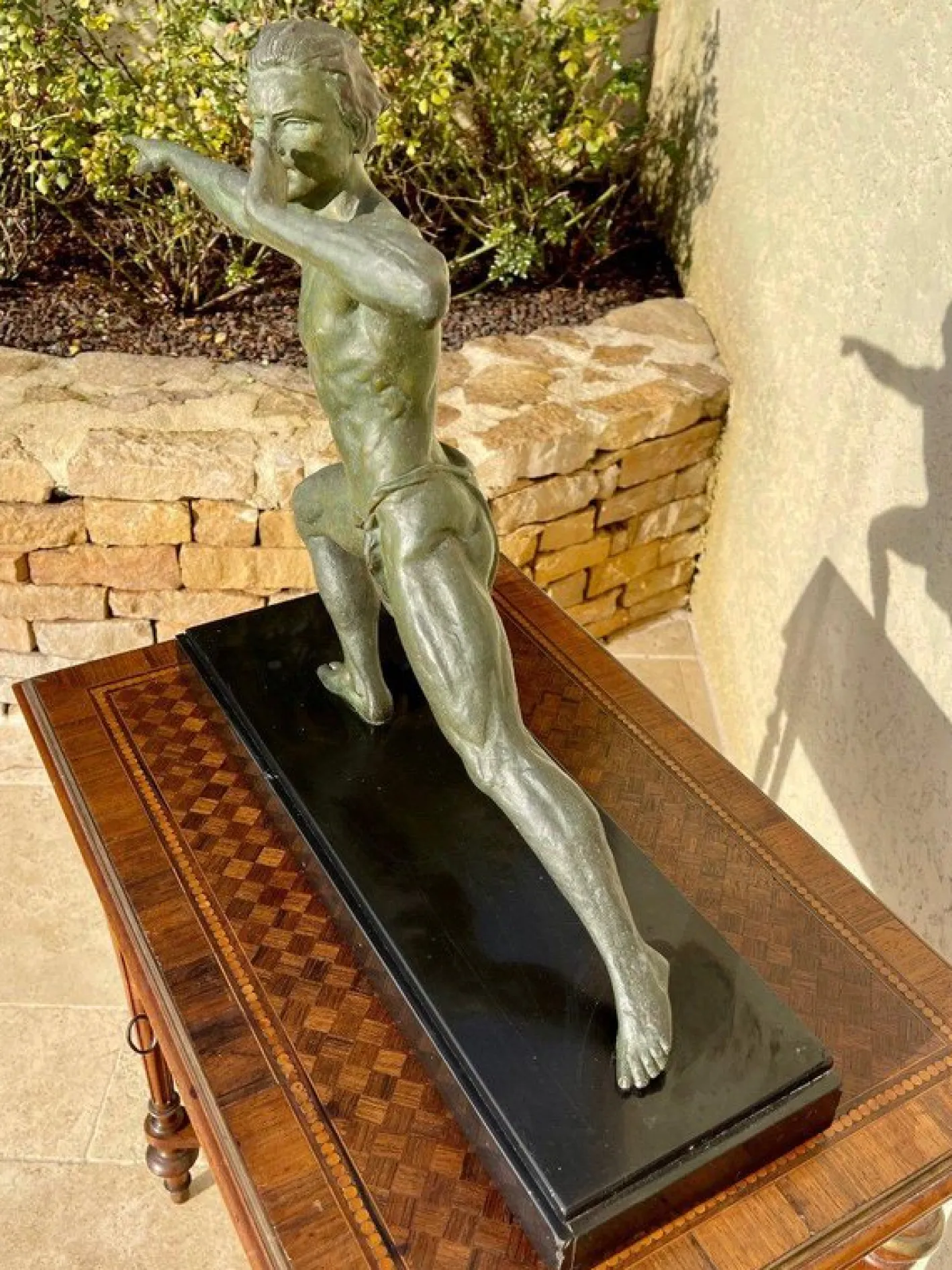 Spelter & Marmorskulptur von Jean De Roncourt, 1930