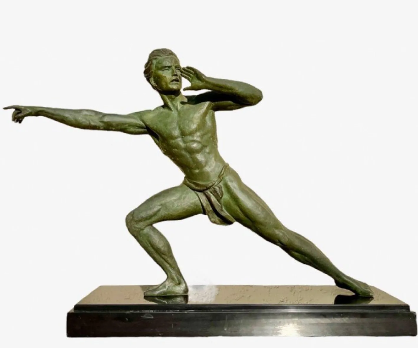 Spelter & Marmorskulptur von Jean De Roncourt, 1930