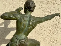 Spelter & Marmorskulptur von Jean De Roncourt, 1930