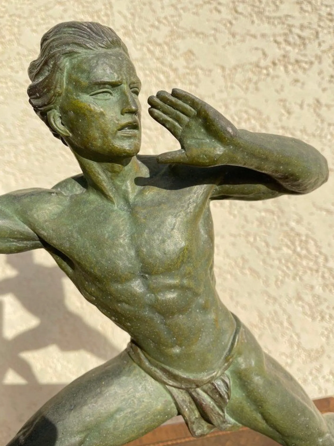 Spelter & Marmorskulptur von Jean De Roncourt, 1930