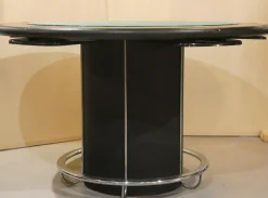 Spieltisch aus Leder & Stahl, Italien, 1970er
