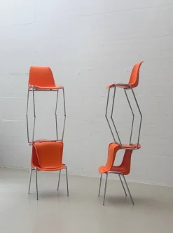 Stapelbare Europa Stühle in Orange von Helmut Starke für Embru, 1970er