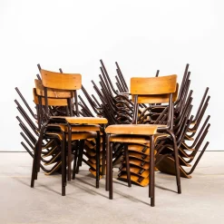 Stapelbare französische Esszimmerstühle von Mullca, 1950er, 6er Set
