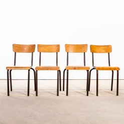 Stapelbare französische Esszimmerstühle von Mullca, 1950er, 6er Set