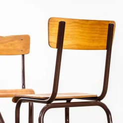 Stapelbare französische Esszimmerstühle von Mullca, 1950er, 6er Set