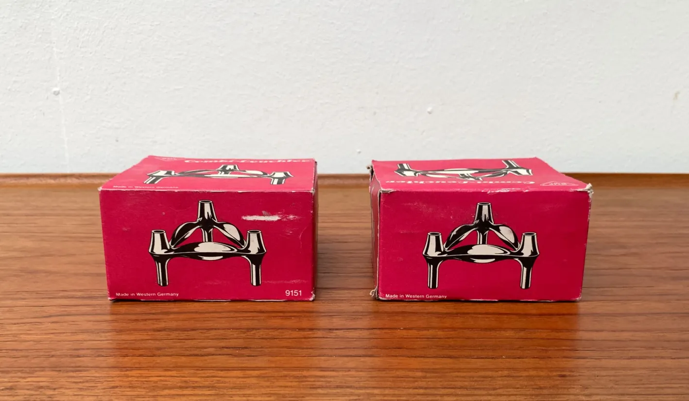 Stapelbarer deutscher Mid-Century Kerzenhalter von BMF, 1960er, 2er Set