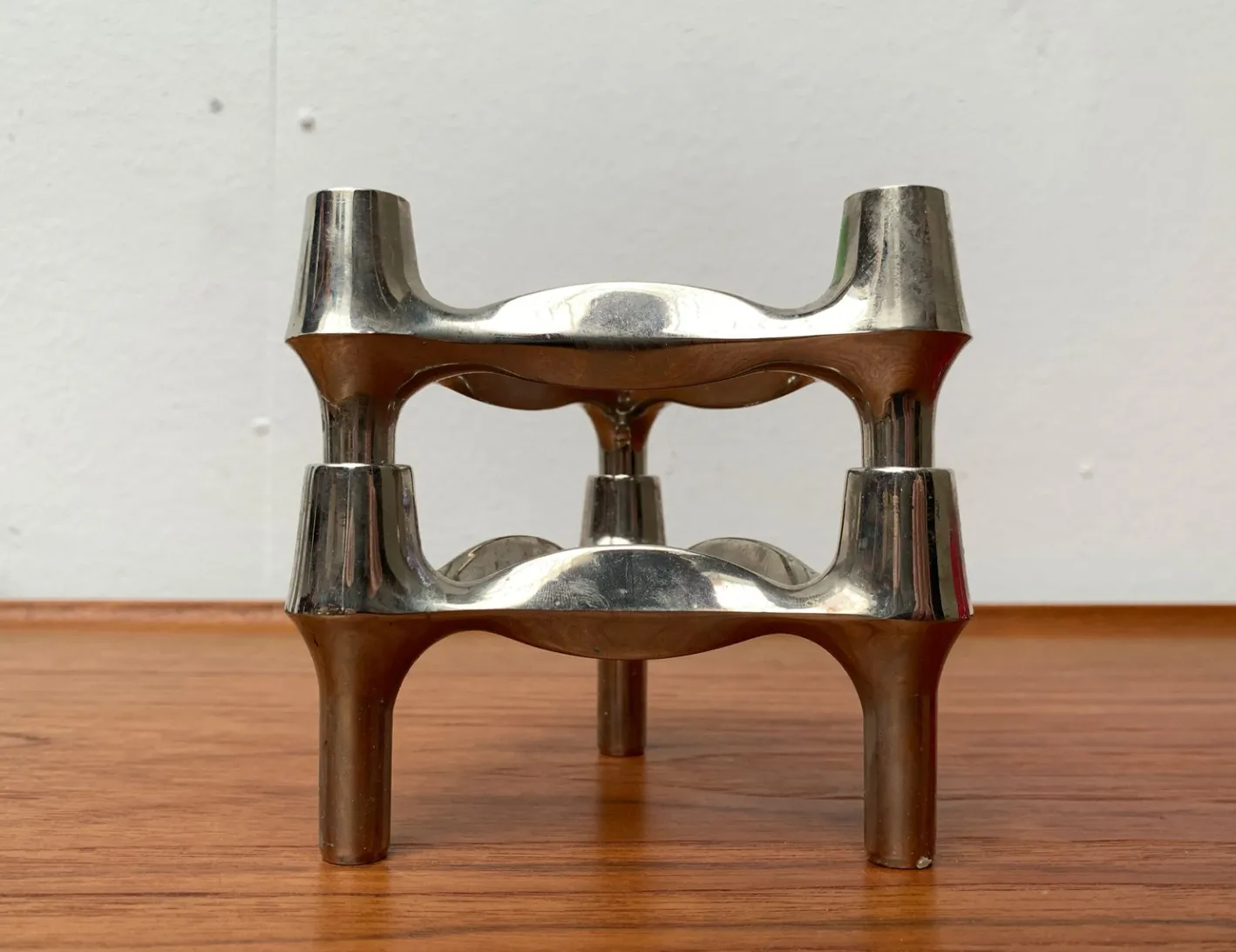 Stapelbarer deutscher Mid-Century Kerzenhalter von BMF, 1960er, 2er Set