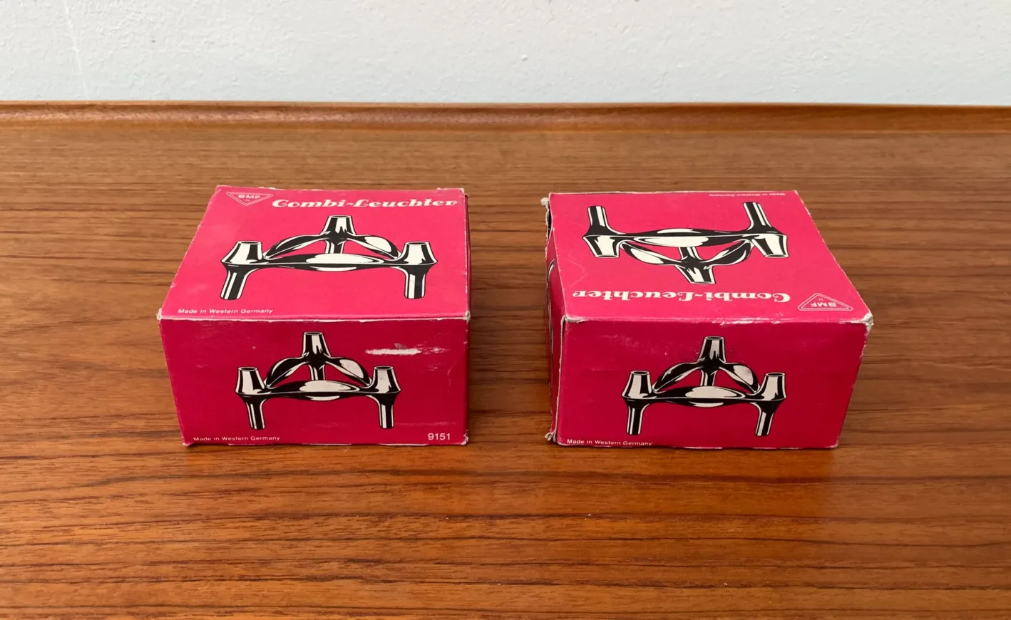 Stapelbarer deutscher Mid-Century Kerzenhalter von BMF, 1960er, 2er Set