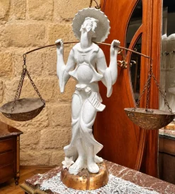 Statue aus Keramik & Holz, 1890er