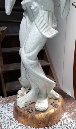 Statue aus Keramik & Holz, 1890er