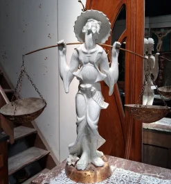 Statue aus Keramik & Holz, 1890er