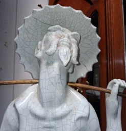 Statue aus Keramik & Holz, 1890er
