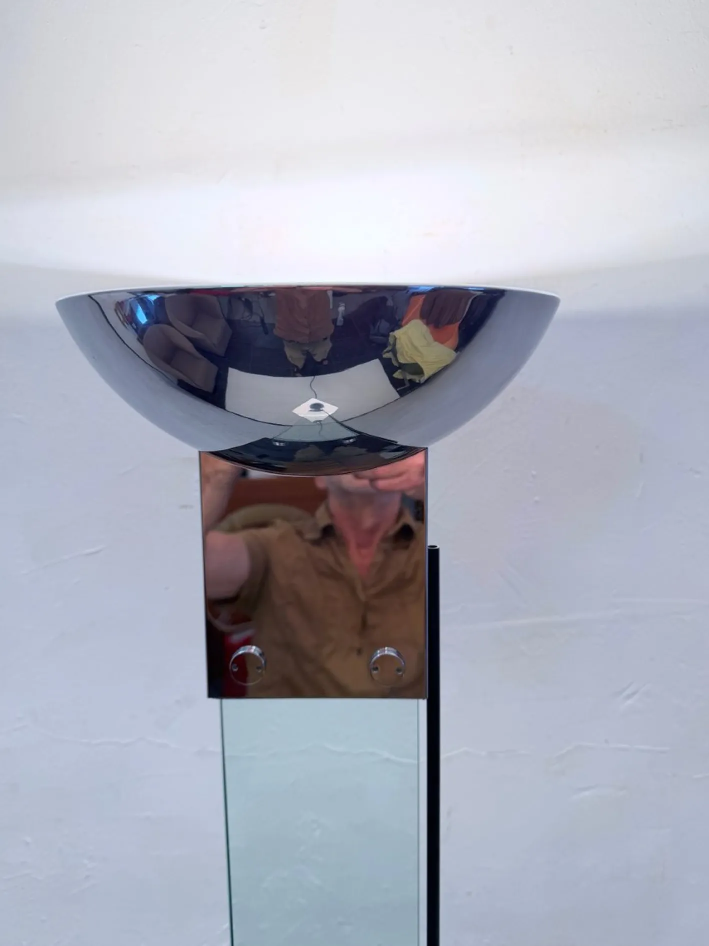 Stehlampe aus Chrom und Glas von Max Baguara, 1980er