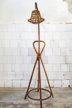 Stehlampe aus Rattan & Bambus, Italien, 1950