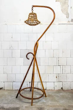 Stehlampe aus Rattan & Bambus, Italien, 1950