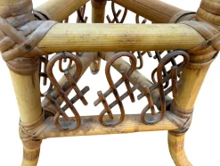 Stehlampe aus Rattan im Stil von Louis Sognot, 1950er
