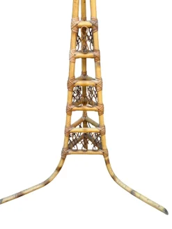 Stehlampe aus Rattan im Stil von Louis Sognot, 1950er