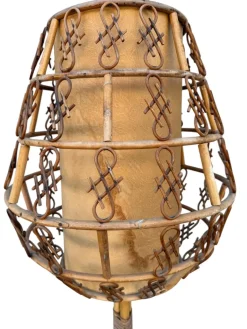 Stehlampe aus Rattan im Stil von Louis Sognot, 1950er