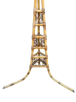Stehlampe aus Rattan im Stil von Louis Sognot, 1950er