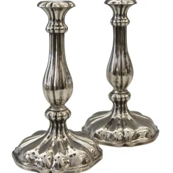 Österreichische Silberkerzenhalter mit 13 Lots von Meister J.Wiederspoeck, Wien, 1855, 2er Set