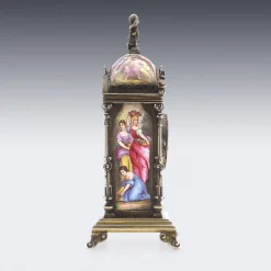 Österreichische Uhr aus Silber & Emaille, 19. Jh. von Hermann Ratzersdorfer, 1890er