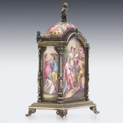Österreichische Uhr aus Silber & Emaille, 19. Jh. von Hermann Ratzersdorfer, 1890er