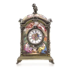 Österreichische Uhr aus Silber & Emaille, 19. Jh. von Hermann Ratzersdorfer, 1890er