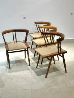 Stühle aus Seegras von Georges Nakashima, 1960er, 4er Set