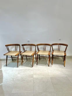 Stühle aus Seegras von Georges Nakashima, 1960er, 4er Set
