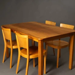 Stühle mit passendem Tisch von Max Ernst Hafeli für Horgen-Glarus, 1920er, 5er Set