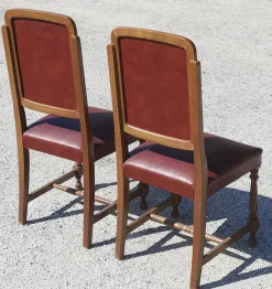 Stühle mit Sitz und Rückenlehne aus rotem Leder, Italien, 1980, 2er Set