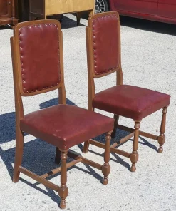 Stühle mit Sitz und Rückenlehne aus rotem Leder, Italien, 1980, 2er Set