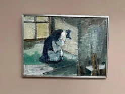 Stig Rosell, The Cat in the Window, 1950er, Öl auf Leinwand, gerahmt