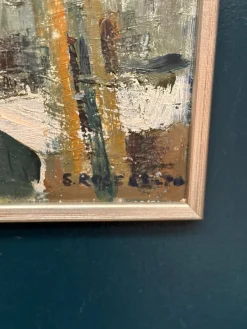 Stig Rosell, The Cat in the Window, 1950er, Öl auf Leinwand, gerahmt