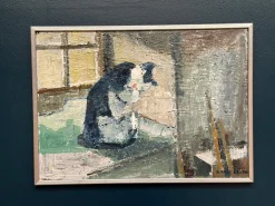 Stig Rosell, The Cat in the Window, 1950er, Öl auf Leinwand, gerahmt
