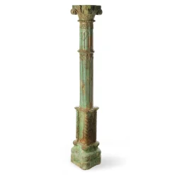 Stone Column und Carved and Patinated Wood