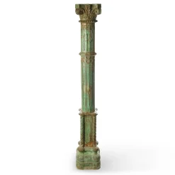 Stone Column und Carved and Patinated Wood