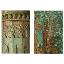 Stone Column und Carved and Patinated Wood