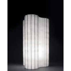 Stripes A4 Tischlampe aus weißem Afyon Marmor von Bufalini Marmi