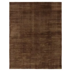 Strukturierter Teppich in sattem Ton-in-Ton Braun mit goldenen Akzenten von Rug&Kilim