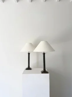 Säulenlampen aus gegossenem Metall mit geriffelten Details, 1980er, 2er Set