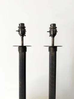 Säulenlampen aus gegossenem Metall mit geriffelten Details, 1980er, 2er Set