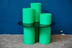 Säulentisch aus grünem Acrylglas, 1980er