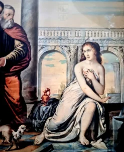 Susanna und die Älteren, Tempera und Aquarell auf Papier, 19. Jh.