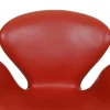 Swan Chair aus Rotem Original Leder von Arne Jacobsen, 2000er
