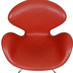 Swan Chair aus Rotem Original Leder von Arne Jacobsen, 2000er