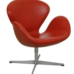 Swan Chair aus Rotem Original Leder von Arne Jacobsen, 2000er