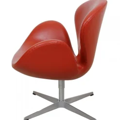 Swan Chair aus Rotem Original Leder von Arne Jacobsen, 2000er